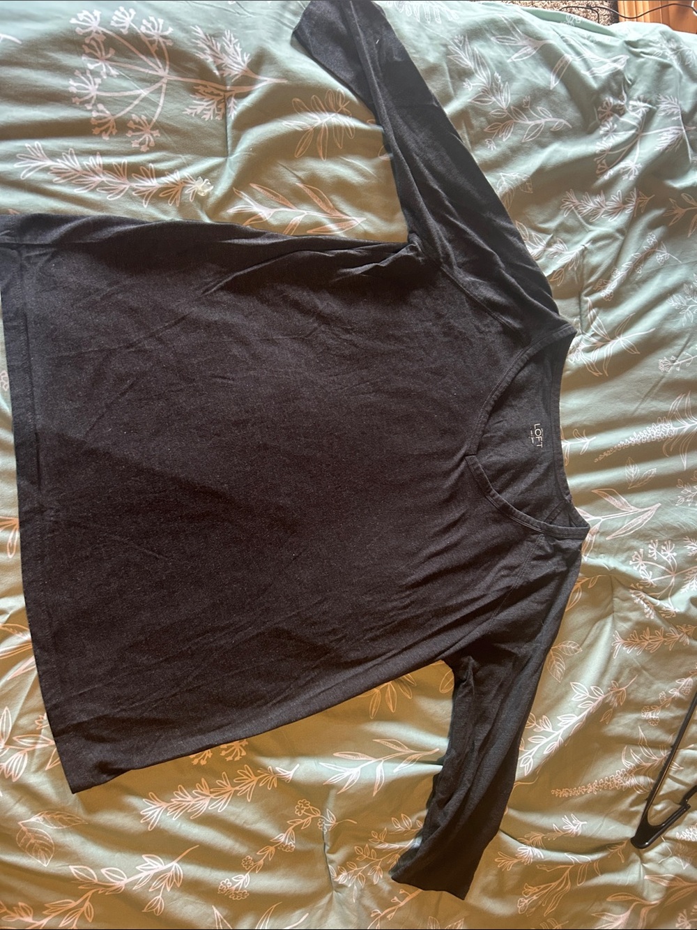 LOFT Black Long Sleeve Crewneck Top